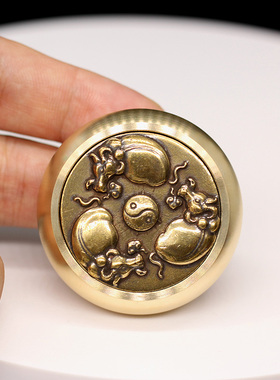 黄铜牛转乾坤转钱上班族解压手玩件纯铜指尖玩具朋友礼品压纸镇纸