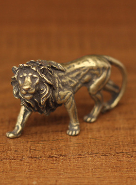 实心纯铜小号迷你狮子桌面小摆件