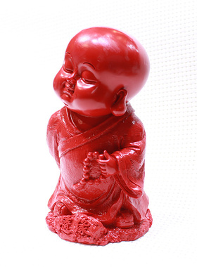 天然原矿朱砂大号随缘小和尚摆件办公室商务礼品桌面简约祝福朋友
