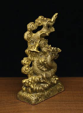 黄铜房屋缺角龙形工艺品风水摆件
