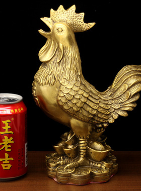 纯铜大公鸡摆件家居客厅电视柜风水用品玄关卧室工艺品摆设黄铜鸡