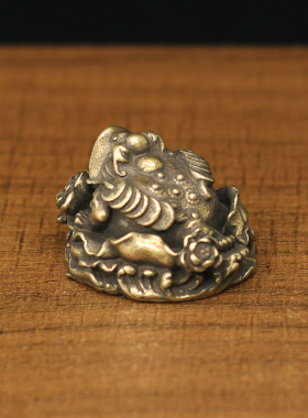 复古黄铜招财聚财迷你金蟾小摆件