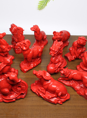 朱砂汽车地支三合贵人虎马狗摆件