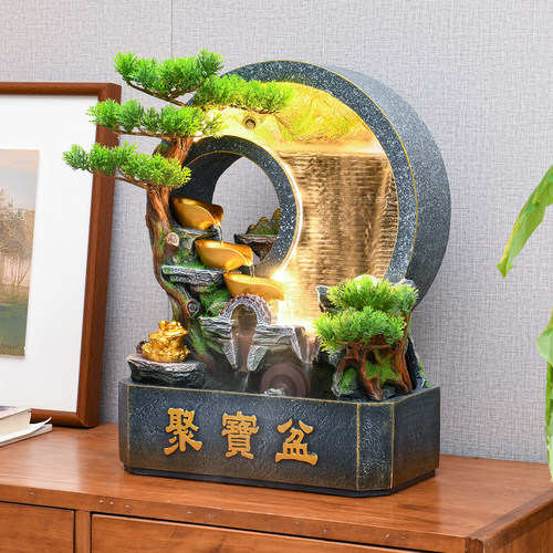 假山流水生财摆件循环水景办公室客厅玄关风水轮桌面摆件开业乔迁 - 图1
