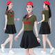 Short-sleeved square dance regular printed cotton women's style