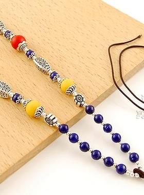 青金石琉璃圆珠链吊坠配链毛衣链长项链纯银配件DIY饰品包邮