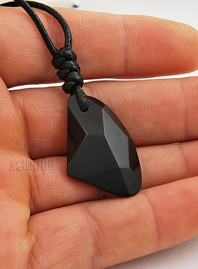 彩虹眼黑曜石情侣许愿石吊坠