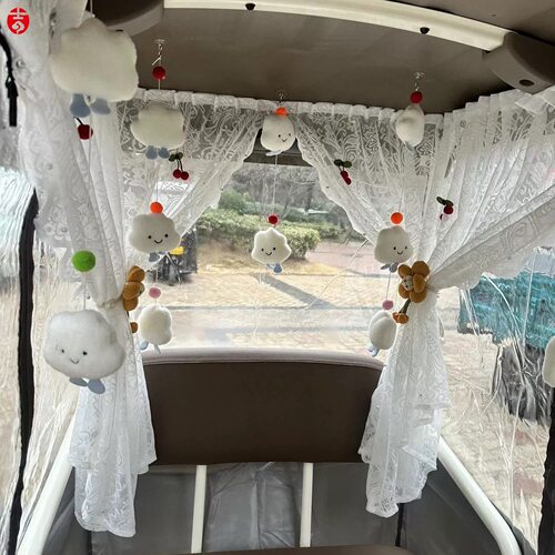 电动三轮车窗帘遮阳帘防晒帘魔术贴纱帘电动三轮车内饰改造 - 图3