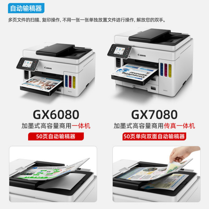 佳能GX5080/GX6080/GX7080商务彩色墨仓式打印机连供无线照片一体 - 图0