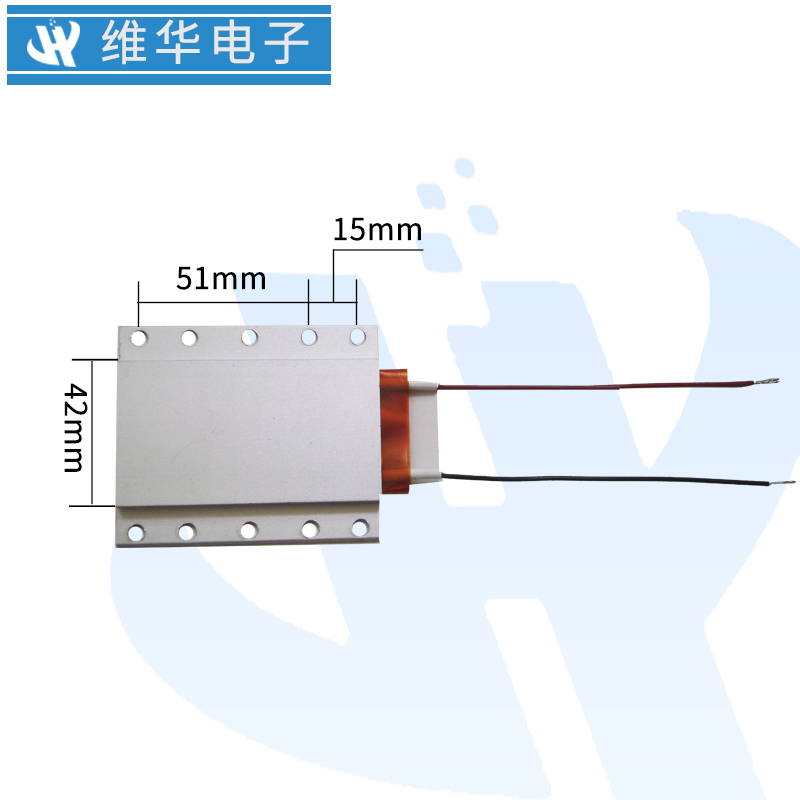 220伏V/24V/12伏自动恒温PTC铝壳发热体片带孔凸台绝缘型维华电子 - 图2