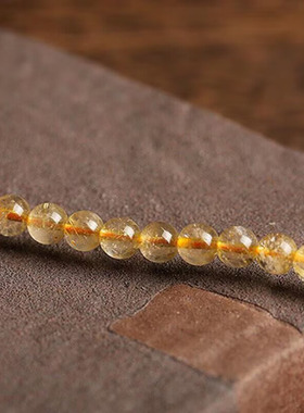 天然发晶三圈招财手链简约三层金黄色水晶圆珠手串男女