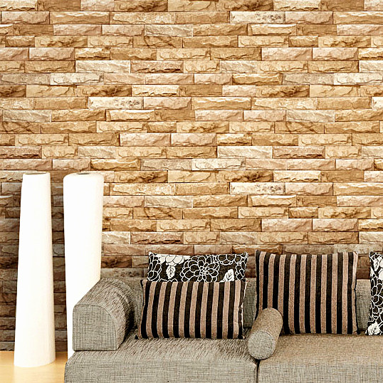 仿大理石纹壁纸石头3d立体文化石砖头砖块餐厅饭店商用仿砖纹壁纸