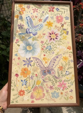 纯手绘国画蝶恋花装饰画客厅卧室挂画家居摆画尺寸30x50cm