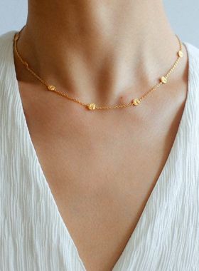 925银叠搭浮雕mini金币项链女ins复古个性简约叠搭项链