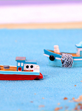 仿真树脂渔船摆件儿童过家家玩具