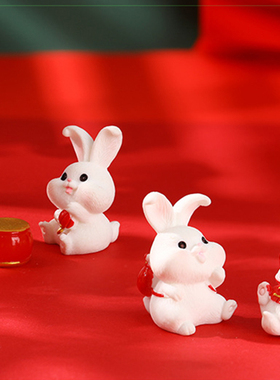 庙会兔子树脂公仔儿童过家家玩具