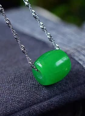 女士天然水晶祖母绿项链桶珠