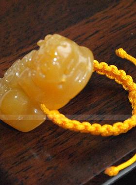 天然黄玉貔貅戒指老矿天然黄龙玉