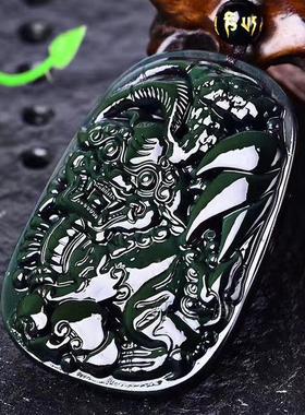 天然黑曜石貔貅水晶项链吊坠