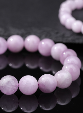 天然5A紫锂辉手链紫色原石珠子