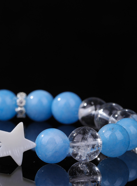 天然白水晶优化玉髓星星月亮手串