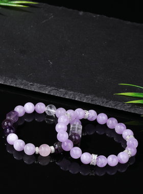 天然7A薰衣草紫玉白水晶手串