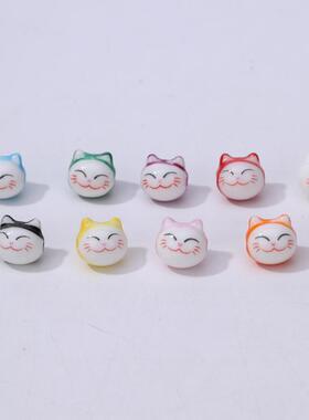 招财猫横孔手工制作饰品材料