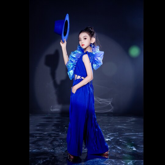 Girls' catwalk fashion suit creative bao blue green suit 6-year-old modern 8-table racing car model 61 dopamine color