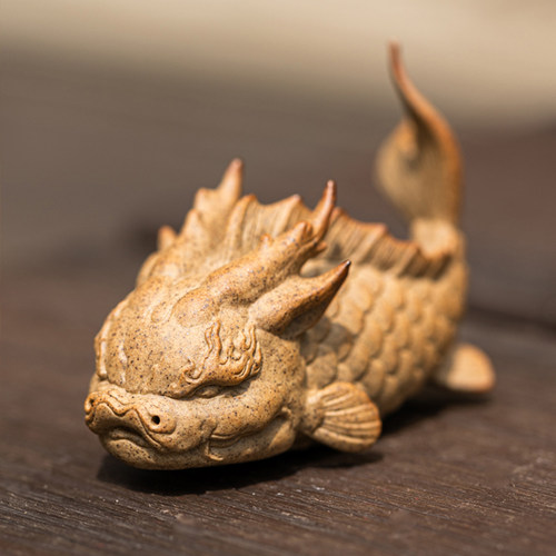 景德镇陶瓷龙鱼茶宠摆件精品可养茶桌鱼缸造景山海经文创麒麟貔貅 - 图0