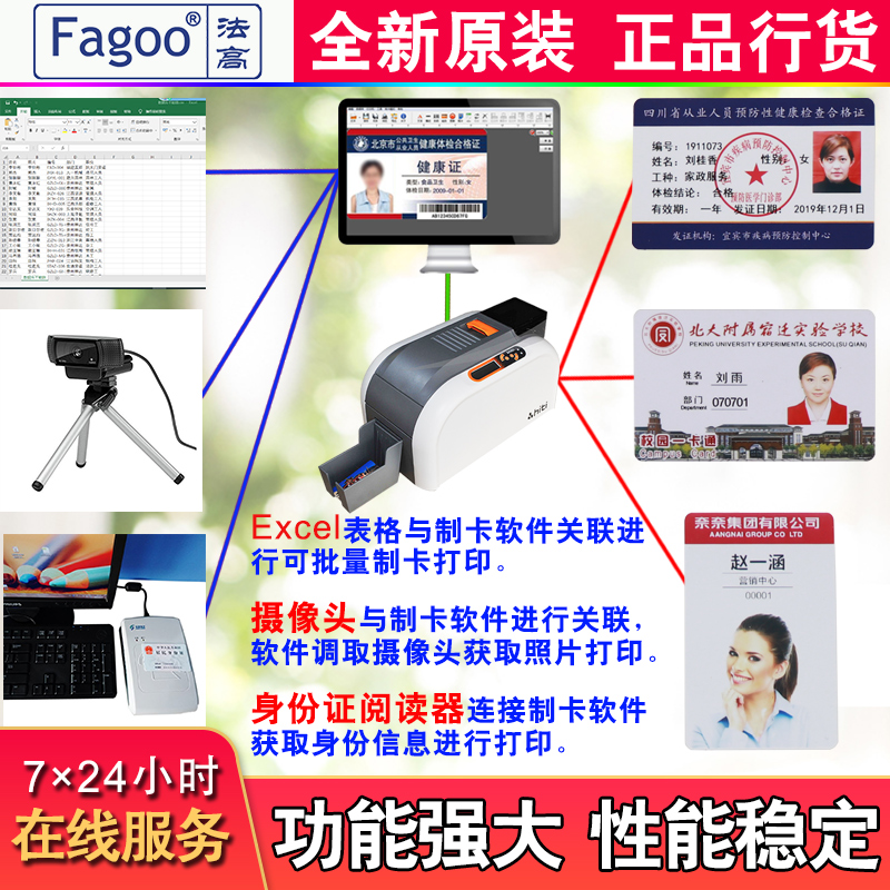 FAGOO法高P280E彩色单双面证卡打印机PVC卡健康证门禁IC卡制卡机-图1