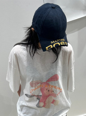 Martine Rose断檐刺绣水洗做旧棒球帽圆顶磨破鸭舌帽男女款南韩潮
