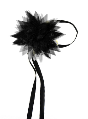 黑色菱形网纱飘带朋克风项链