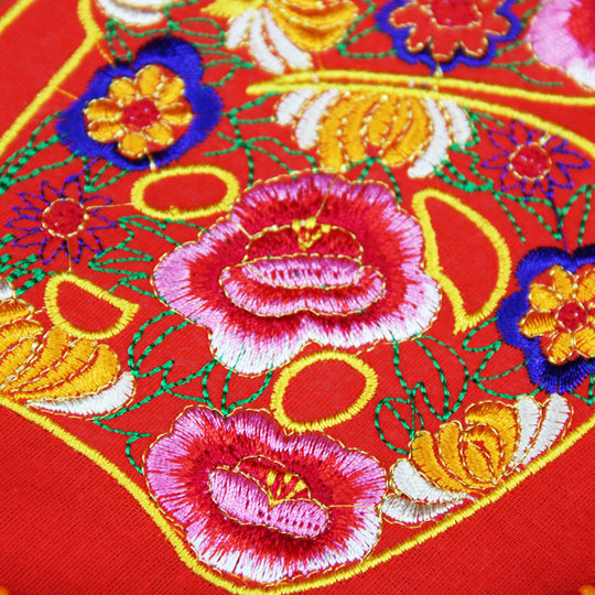 Embroidery single side with Chinese knot decoration with fish and blessing characters