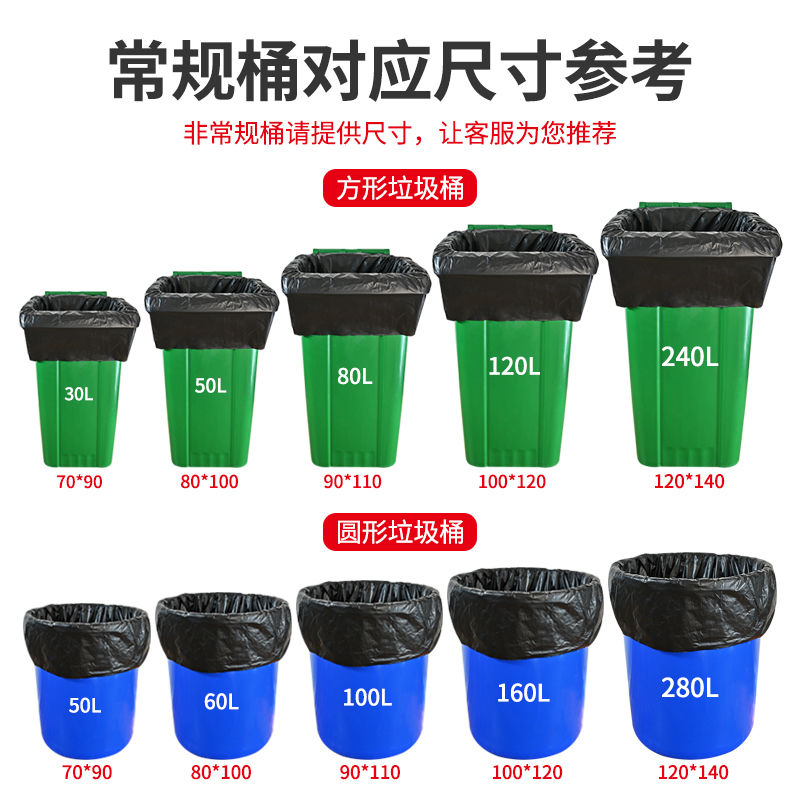 大垃圾袋特大号酒店物业240L环卫桶袋商用加厚黑色塑料袋100*120 - 图1