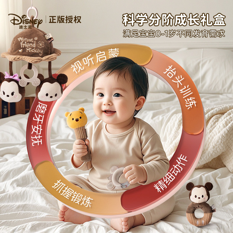 迪士尼新生儿婴儿礼盒宝宝见面礼阿贝贝安抚玩偶婴儿玩具新年礼物,淘宝优惠券,粉丝福利购,淘宝优惠卷