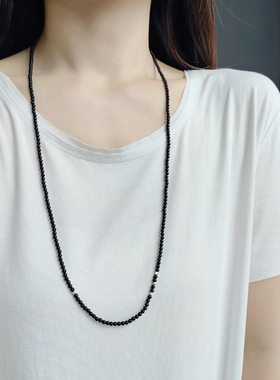 磨砂黑玛瑙银项链男女包邮欧美