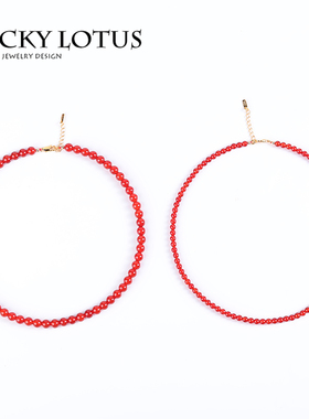 红色玛瑙石锁骨链女项链原创设计