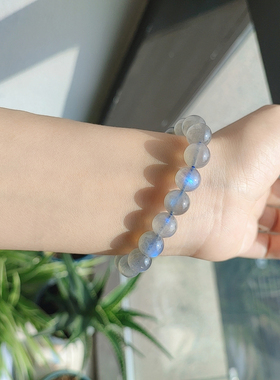 天然灰月光手链月光石单圈女手串