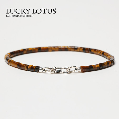 LUCKYLOTUS珠宝首饰天然虎眼石手链桶珠虎晴石木变石男女手串包邮 - 图0