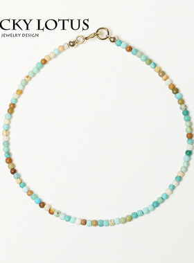 女绿松石14k包金手链锁骨链包邮