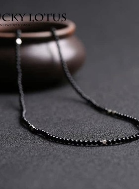 黑玛瑙925银项链男女长链包邮