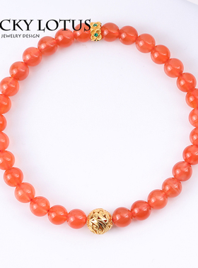 天然冰透南红古法银原创女手链