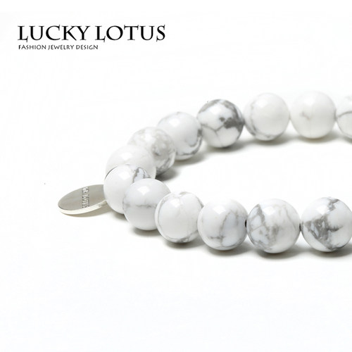LUCKYLOTUS珠宝首饰 白松石 火山石 手链 男女简约百搭款包邮 - 图1