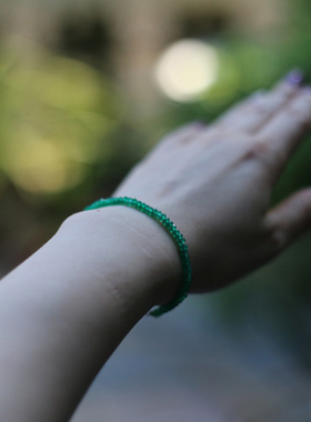 晴川再生祖母绿刻面小盘精致手链