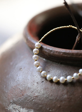 精致手链入锦近圆珍珠时尚9k金