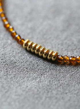 八方丨刻面橙尖晶石9k金盘珠细