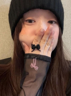 2024新款小众设计蝴蝶结串珠珍珠戒指女生甜美百搭仙气指环精致