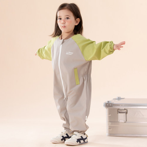 宝宝防水罩衣婴幼儿爬爬服男女童爬行连体衣羽绒服防脏哈衣春秋冬 - 图2