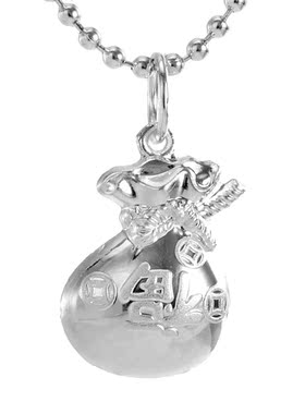 990足银钱袋福字儿童饰品项链坠