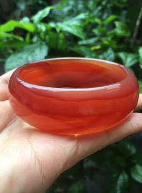天然朱砂红玛瑙加宽加厚手环复古